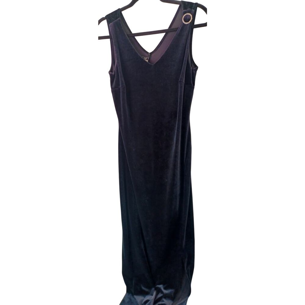 Vintage 90s Fashion Bug Black Velvet Maxi Dress Size Small Whimsigoth Gown
